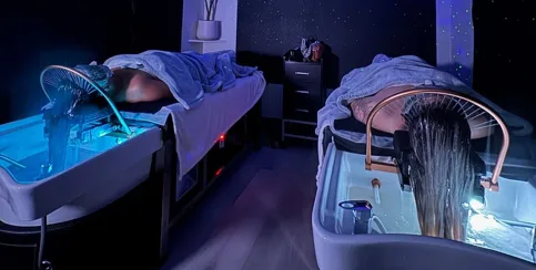 Dual head spa treatment with LED lights