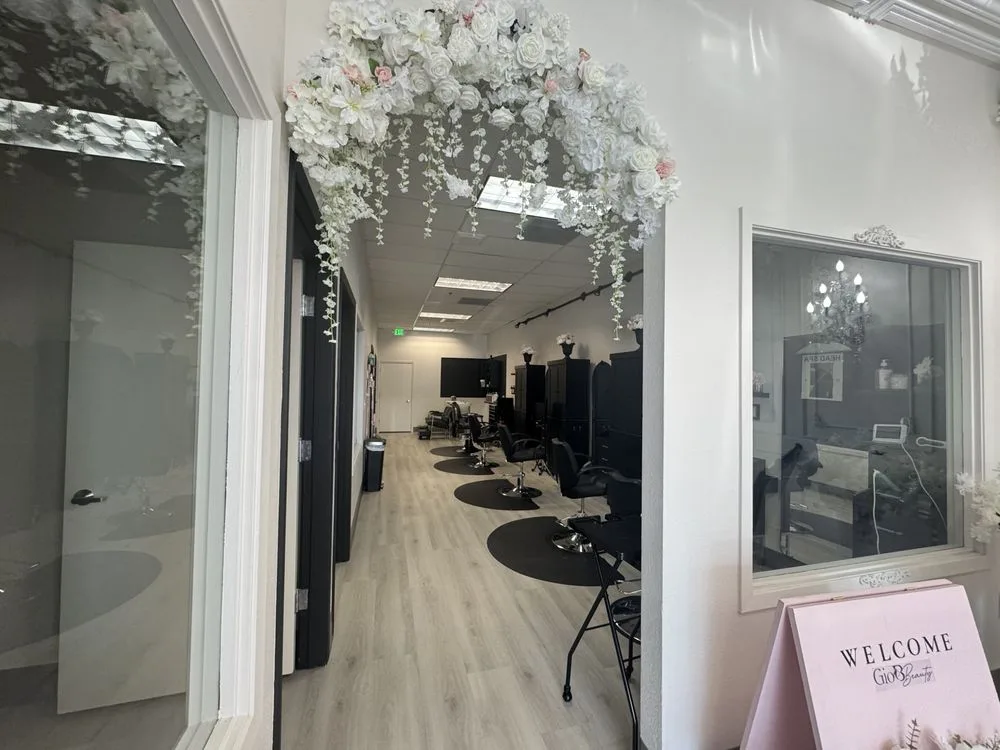 GioBBeauty floral archway and styling stations